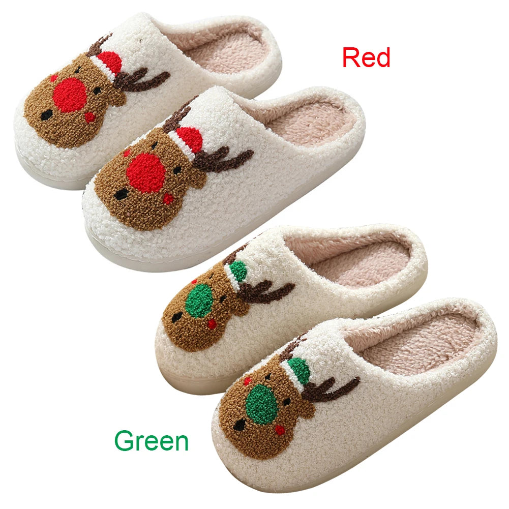 Christmas Deer Slippers Bedroom Slipper Women Men Plush Warm Slipper Women Fuzzy Fluffy Slippers for Winter for Christmas Gift
