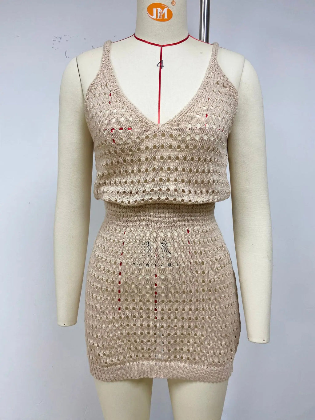Summer Hollow Out Knitting Mini Spaghetti Strap Dresses Women Sexy V-neck Backless Vacation Beach Dress Casual Beachwear Vestido