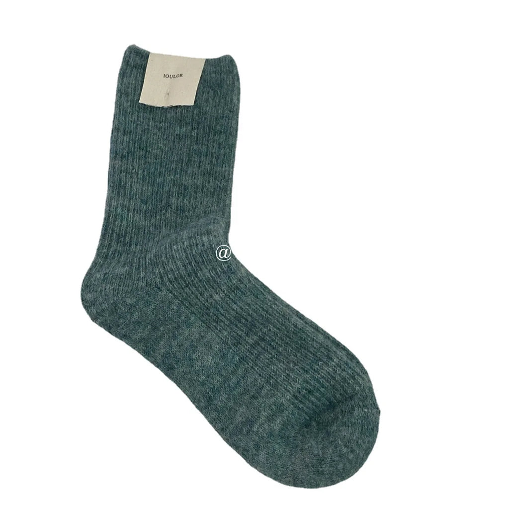 Autumn Winter Thermal Women Socks 9% Wool Cashmere Thicken Warm Long Socks Japanese Style Knitting Harajuku Homewear Crew Socks