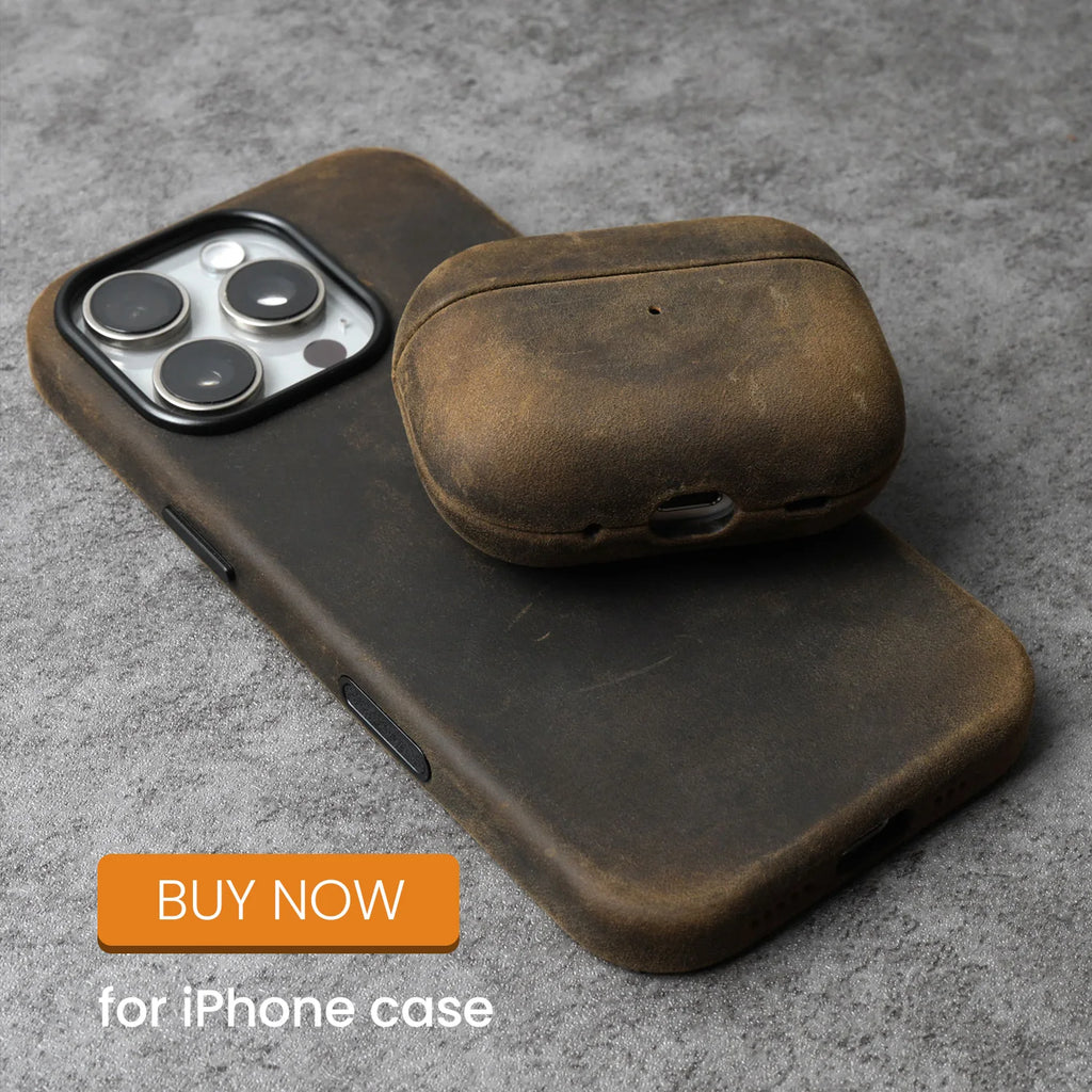 YMW Crazy Horse Genuine Leather Case for AirPods Pro 3 2 Luxury Cowhide Cases Wireless Bluetooth Headset Cover