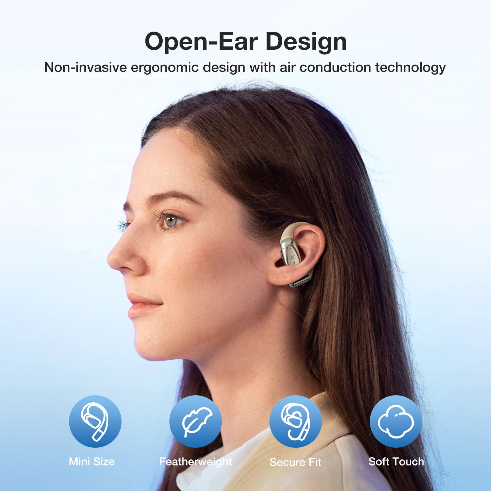 BR-CT3 Mini Open Ear Headphone Wireless Earphone bluetooth 5.4 Light Comfortable Ear Hooks Clear Call IPX7 Waterproof Sports