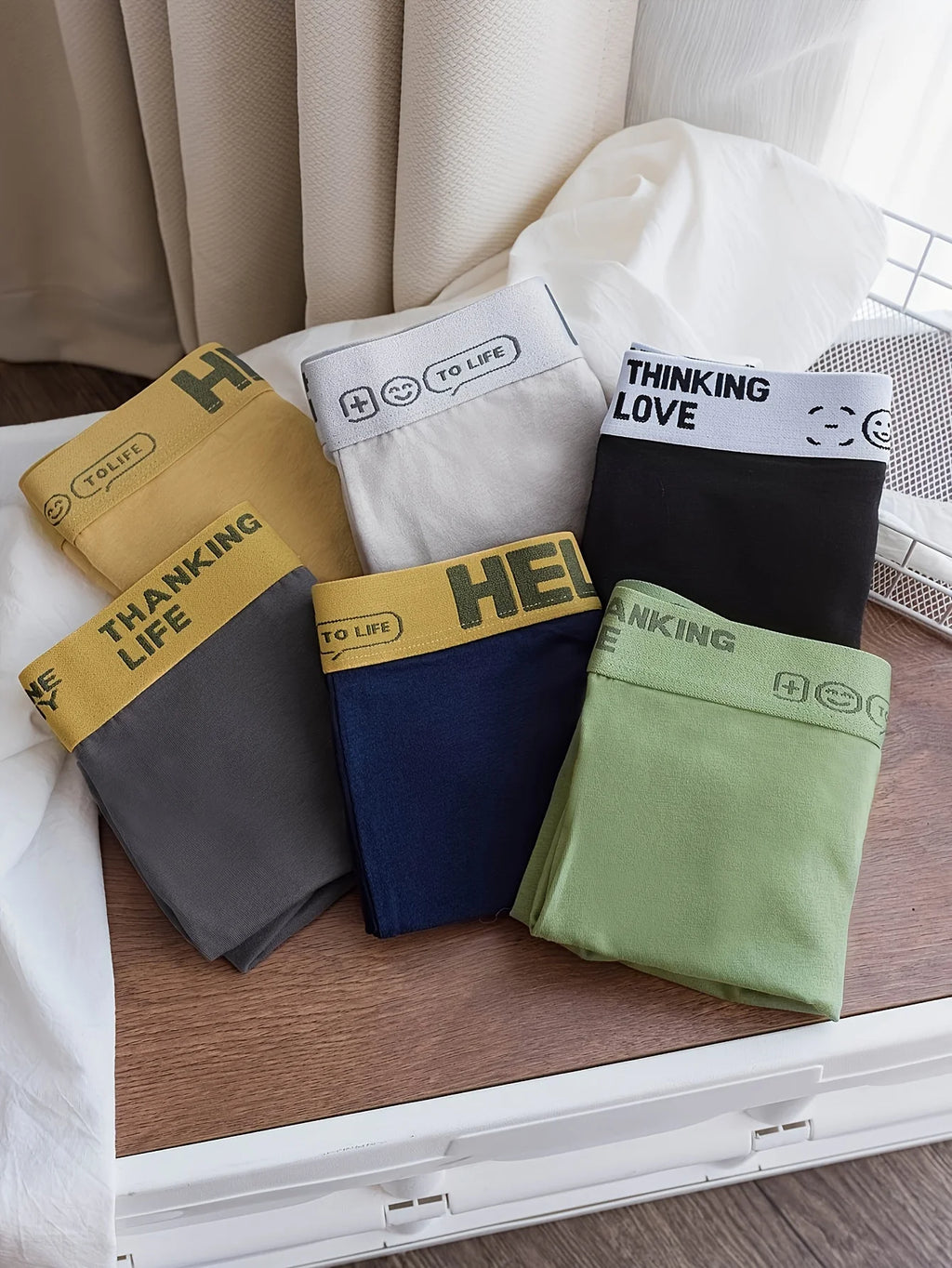 6 pieces of men's cotton comfortable breathable and moisture absorbing boxer shorts, daily wear simple men's underwear