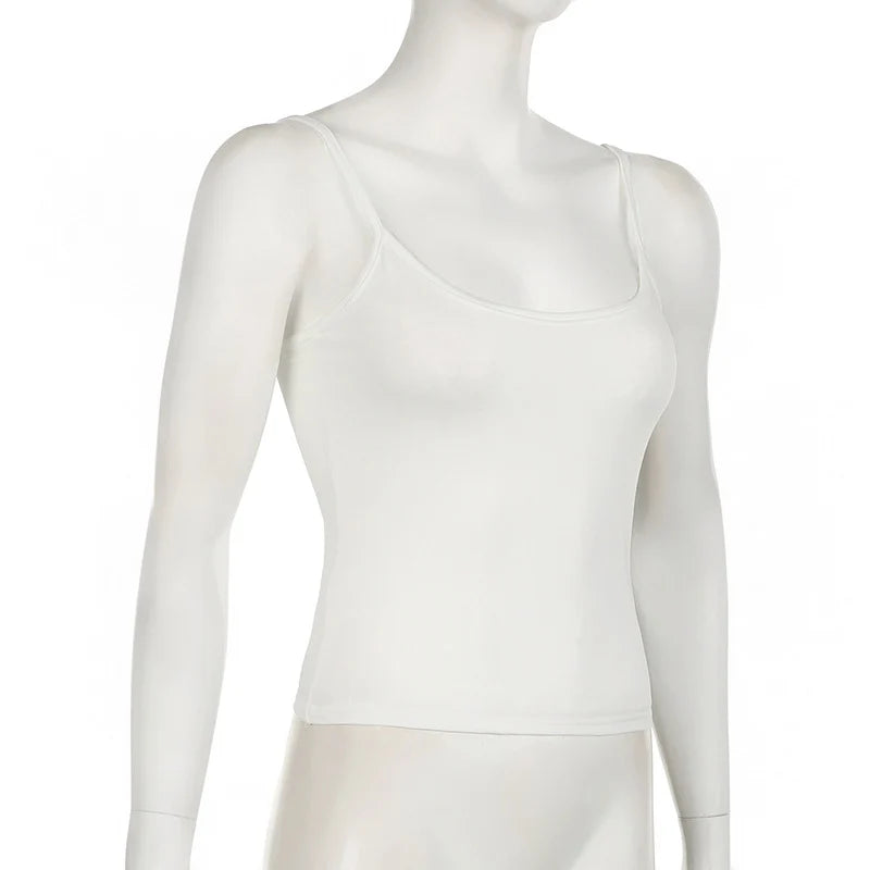 Basic Solid Camis Summer Casual Sleeveless Spaghetti Strap Top Women Harajuku All-match Cropped Tops y2k Vintage Clothing