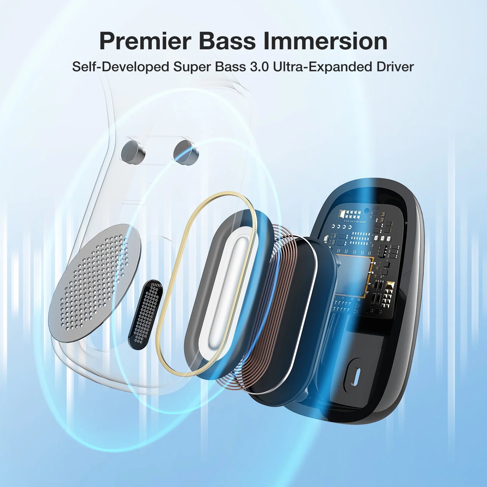 BR-CT3 Mini Open Ear Headphone Wireless Earphone bluetooth 5.4 Light Comfortable Ear Hooks Clear Call IPX7 Waterproof Sports