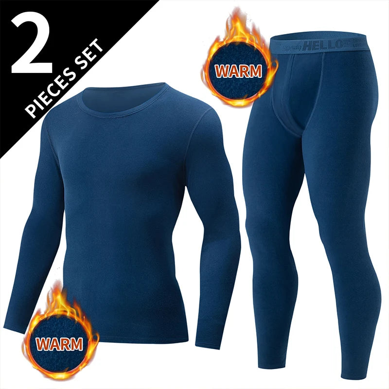 1/2/4-Piece Men's Fall/Winter Thermal Underwear Fashion Joker Long-sleeved Trousers Home Suit Youth Sports Elastic Waist Pants