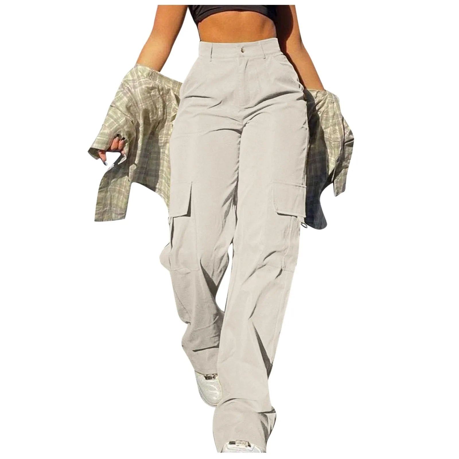 2024 Fashion Harajuku Cotton Linen Trousers Stretch Twill High Waisted Wide Leg Pants Casual Straight Leg Chino Y2k Clothes