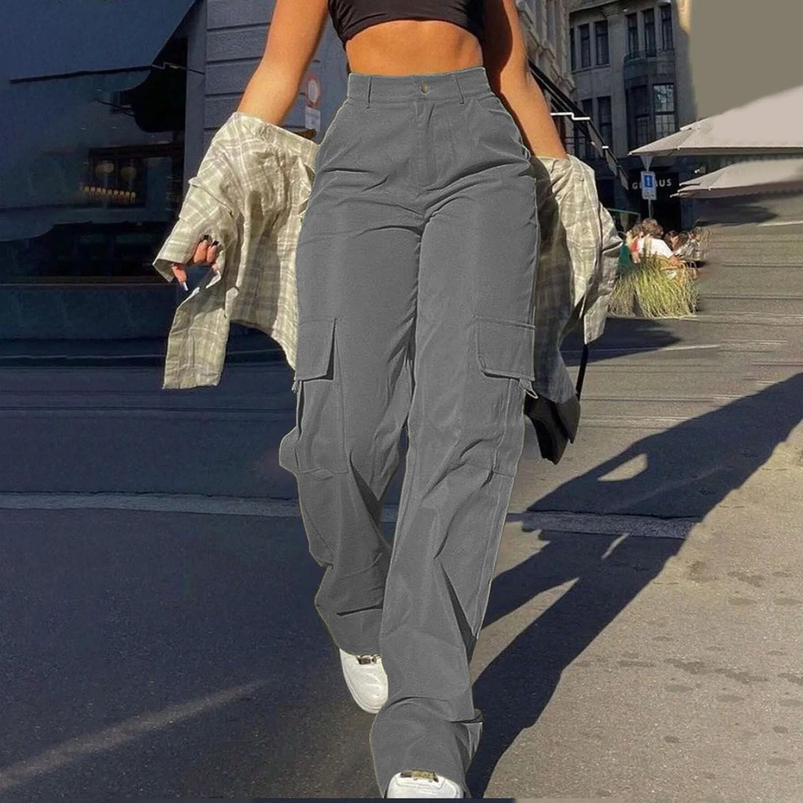 2024 Fashion Harajuku Cotton Linen Trousers Stretch Twill High Waisted Wide Leg Pants Casual Straight Leg Chino Y2k Clothes