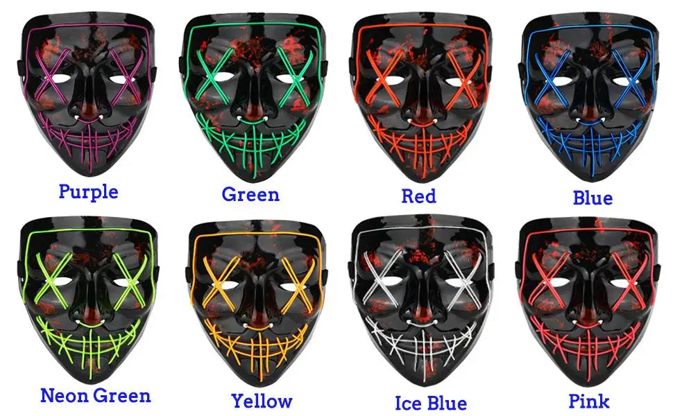 Poptrend Halloween Mask LED Light up Mask Scary mask for Festival Cosplay Halloween Costume Masquerade Parties Carnival Gift