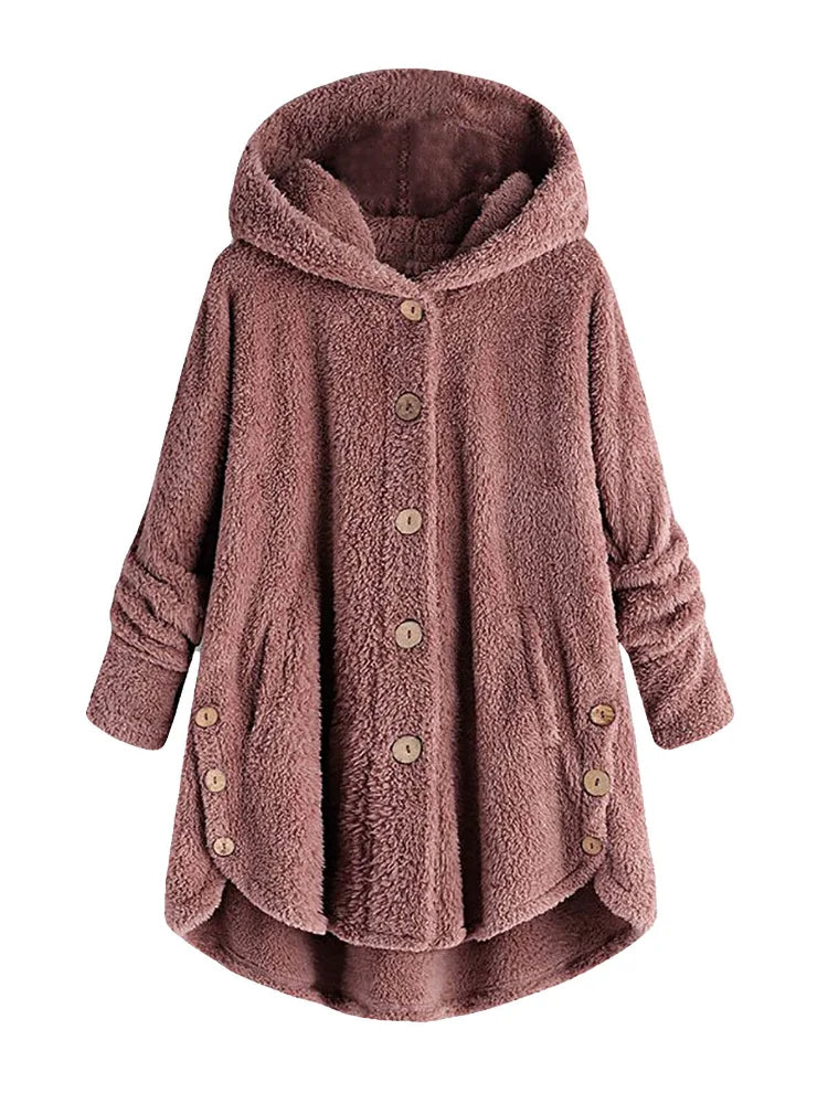 Autumn Winter Coat Women Warm Coat Wool Jacket Female Plush Coat Hooded Jacket New Women's Coats Solid Color Jacket