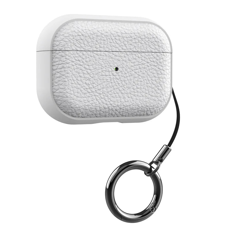 Luxury Pressure Personalized Name Letter DIY Customized Cover For Airpods 1 2 3 Pro 2 Lychee Pattern Earphone Case With Keychain