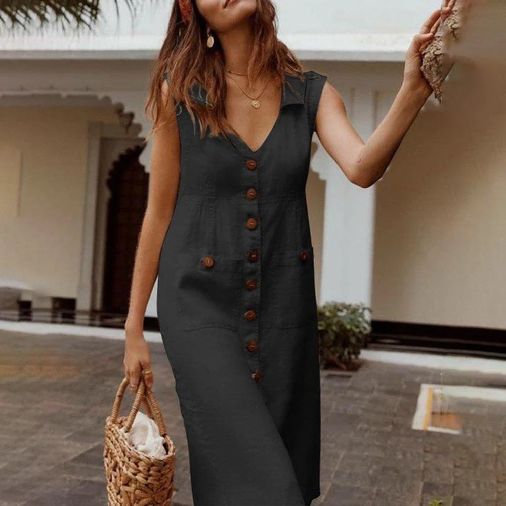 3XL Plus Size Cotton Linen Tank Dress Women Summer Casual Loose Beach Sundress Korean Fashion Slim Large Size Female Clothi