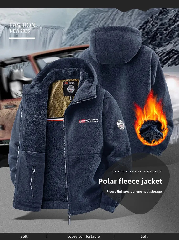Maxbarley Brand Winter Fleece Jacket Men Casual Thickened Wool Coat Athleisure Design Warm Fashion Hooded Jackets Snow Ski Suit
