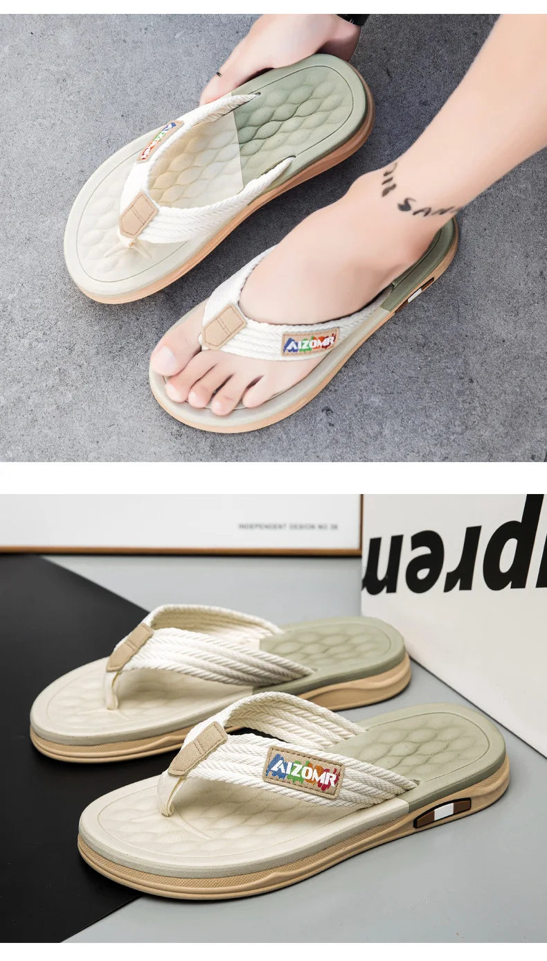 The 2025 new flip-flops for men are suitable for summer outdoor wear. They are anti-slip beach soft-soled flip-flops for men, wh