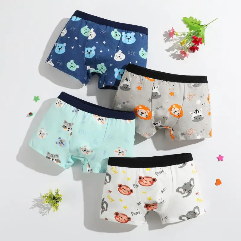 4/8 pcs Boys Boxer sets Briefs Kids Cotton Underwear Baby Underpants Teenager Cartoon Dinosaur Print Soft Children Panties 2-15Y