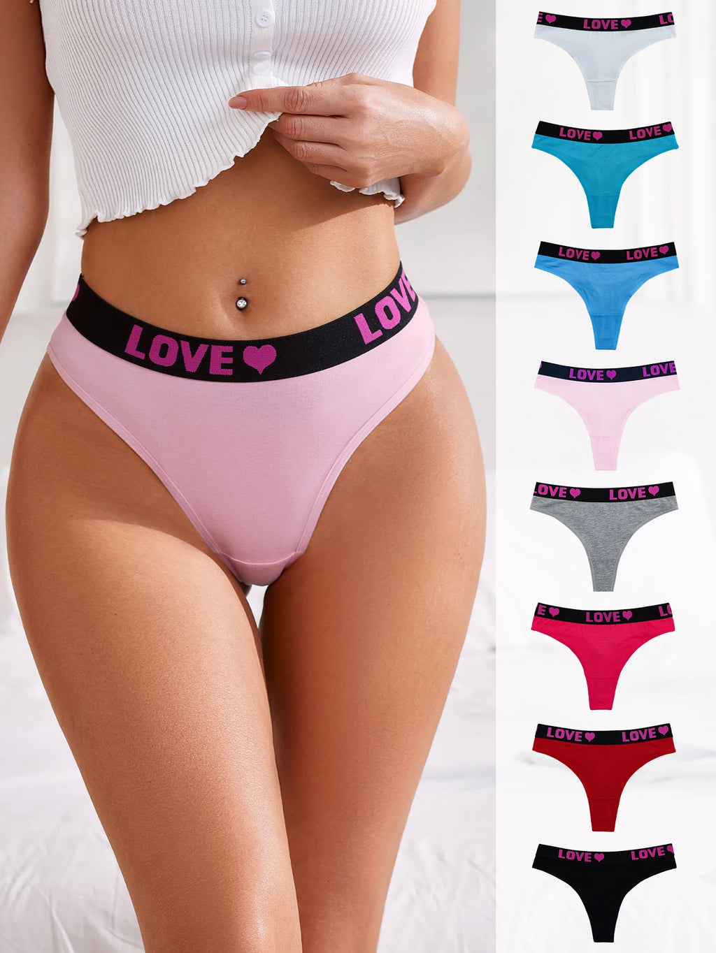 8 pieces, women's cotton comfortable thong, simple casual holiday sexy bikini women's underwear, women's underwear
