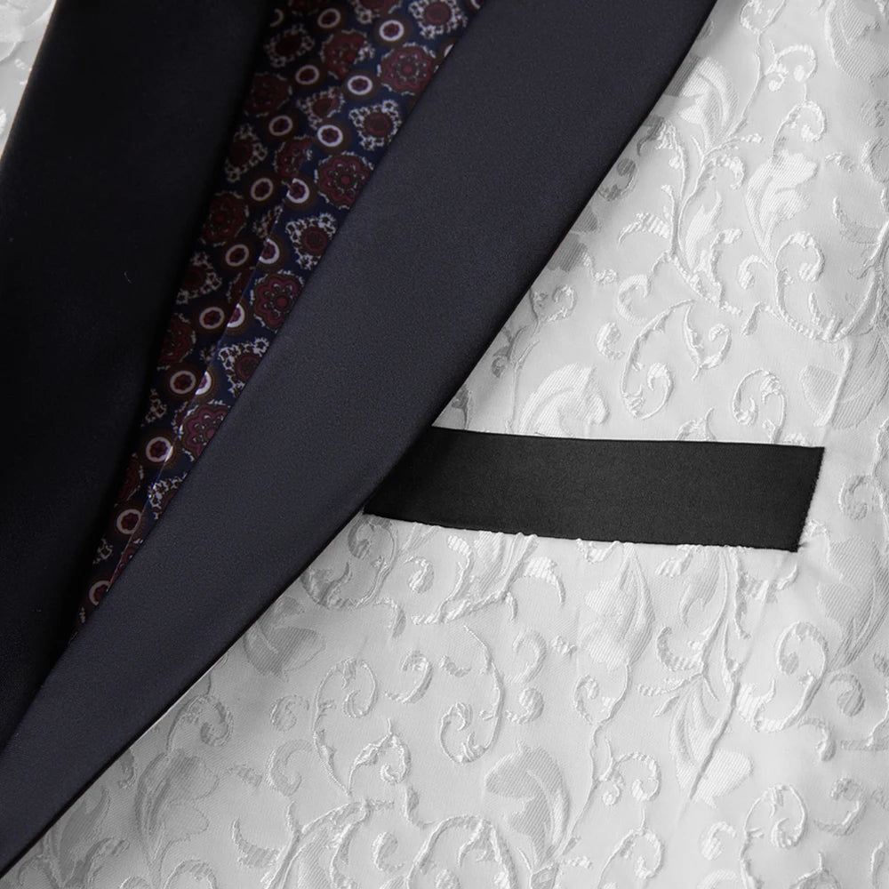 Men's Paisley Tuxedo Jacket One Button Dress Suit Jacket Floral Blazer for Dinner Party Prom Wedding