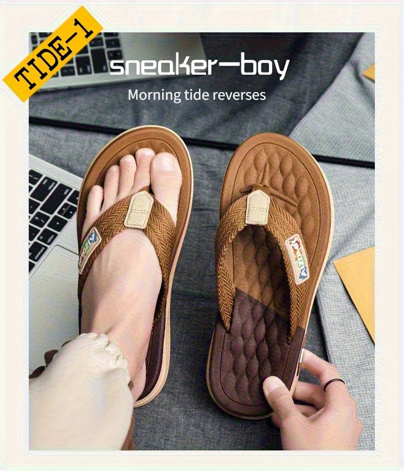 The 2025 new flip-flops for men are suitable for summer outdoor wear. They are anti-slip beach soft-soled flip-flops for men, wh