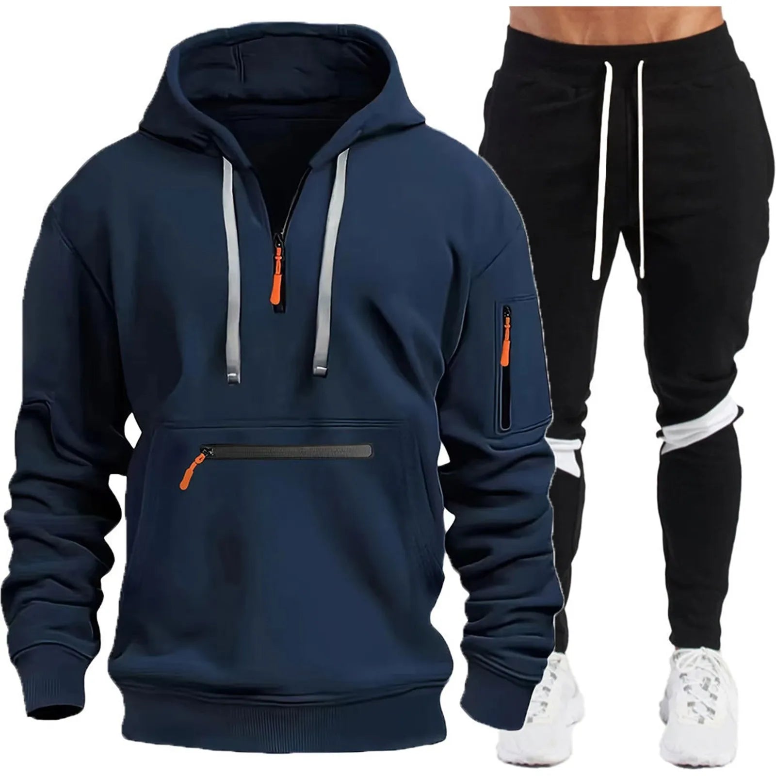 Men's Hoodie Set Autumn And Winter Fashion Casual Printed Sweatshirt Pants Sportswear Mens Brocade Suit Tracksuit Clothing
