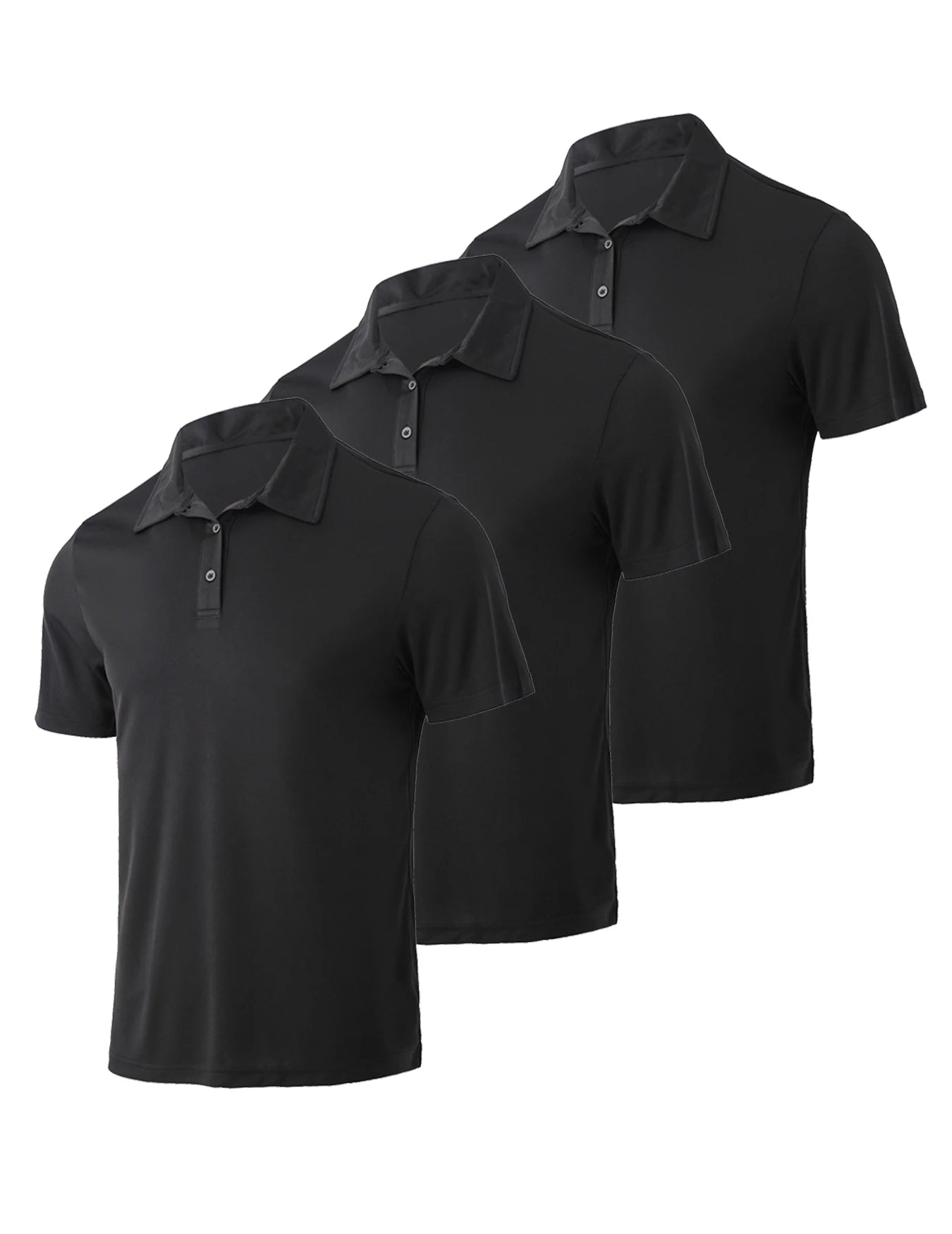 3-piece men's quick drying sport polo shirt stretchy slim fit summer solid color lapel short sleeved top