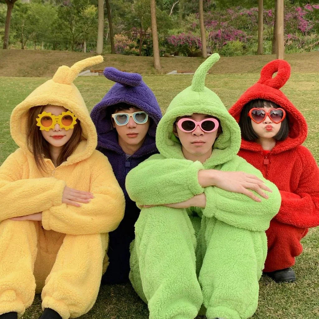 Adults Kids Onesies Soft Long Sleeves Pajamas Dipsy Tinky Winky Po Lala Costumes Home Clothes Women Unisex Homewear