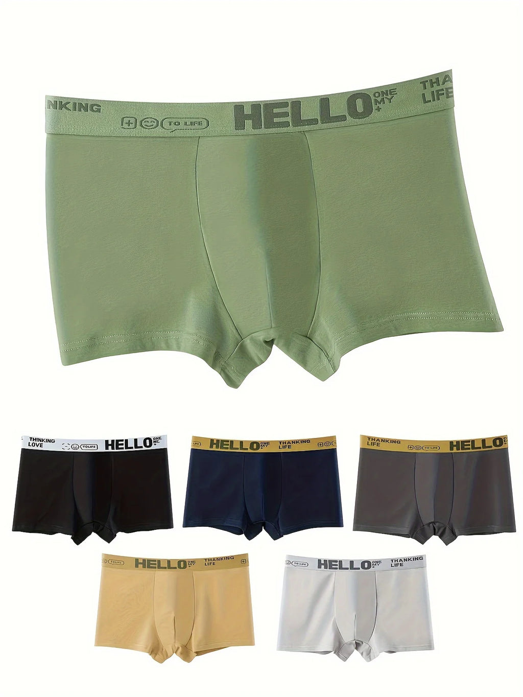 6 pieces of men's cotton comfortable breathable and moisture absorbing boxer shorts, daily wear simple men's underwear