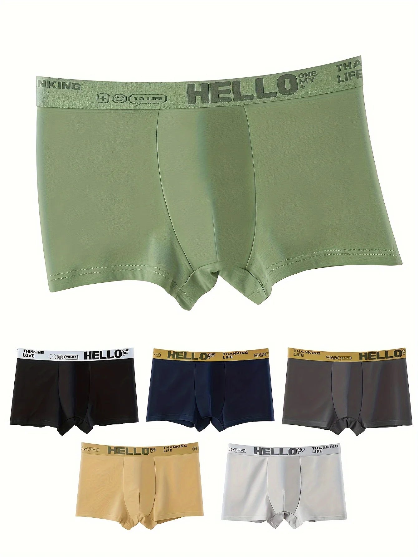 6 pieces of men's cotton comfortable breathable and moisture absorbing boxer shorts, daily wear simple men's underwear