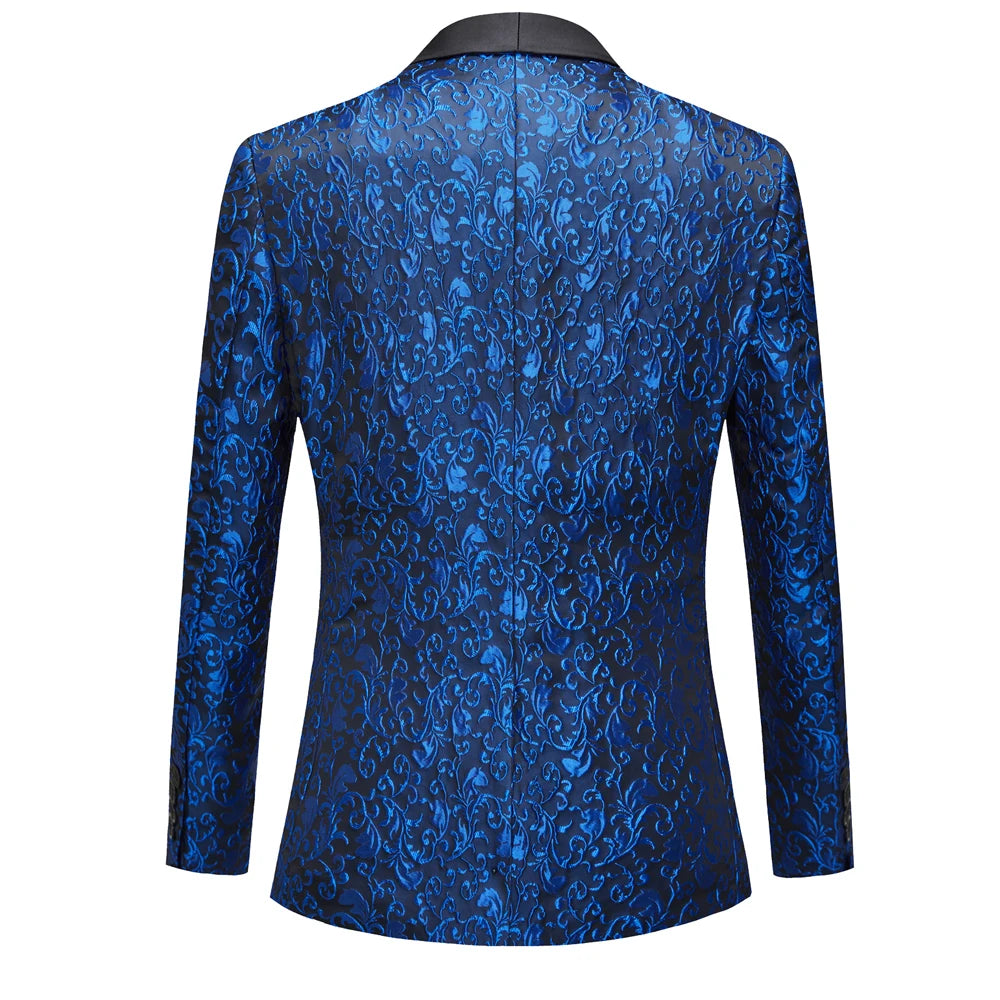 Men's Paisley Tuxedo Jacket One Button Dress Suit Jacket Floral Blazer for Dinner Party Prom Wedding