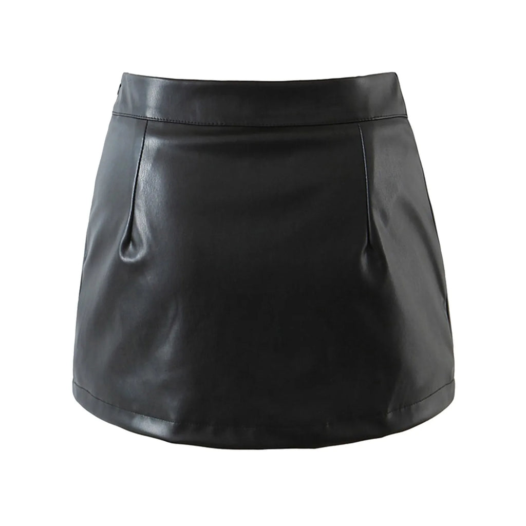 2024 New Leather Skirt For Women Feamle Side Split Slim Wrap Hip Half Skirt Look Thin Fashion Temperament Clothes For Daily Wear