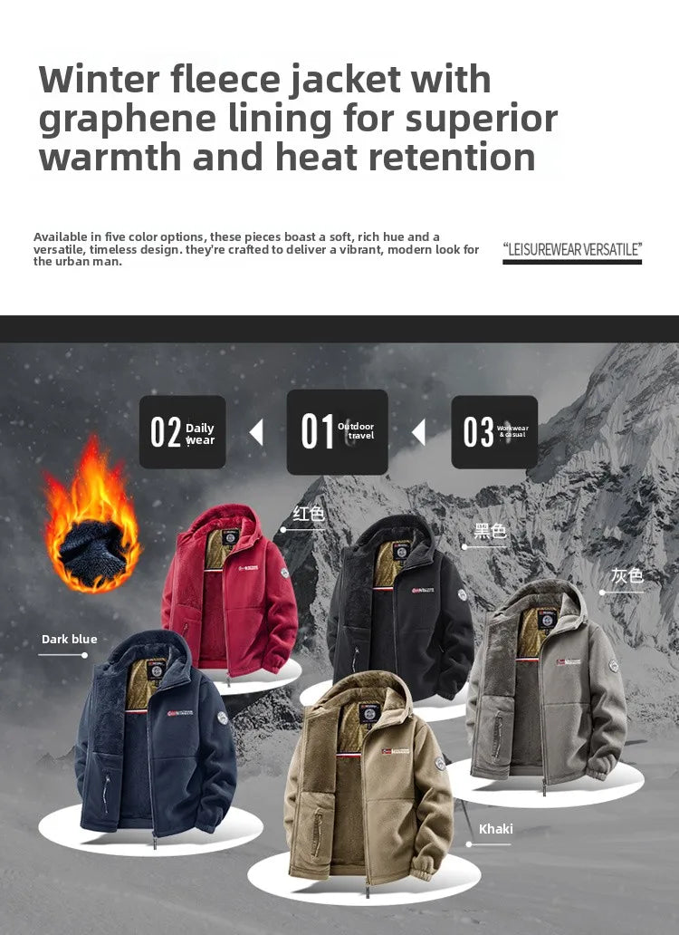 Maxbarley Brand Winter Fleece Jacket Men Casual Thickened Wool Coat Athleisure Design Warm Fashion Hooded Jackets Snow Ski Suit