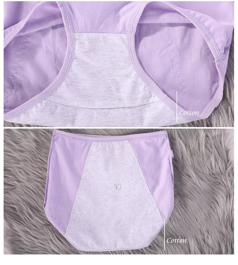 3pcs Girl Menstrual Panties Women's Physiological Briefs Ladies Period Leak Proof Panty High Waist Cotton Underwear