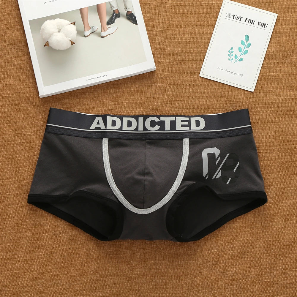 Addicted Men's Cotton Underwear Low Waist Sexy Trendy Briefs Comfortable Sweat-Absorbent Antibacterial Boxer Shorts Underpants