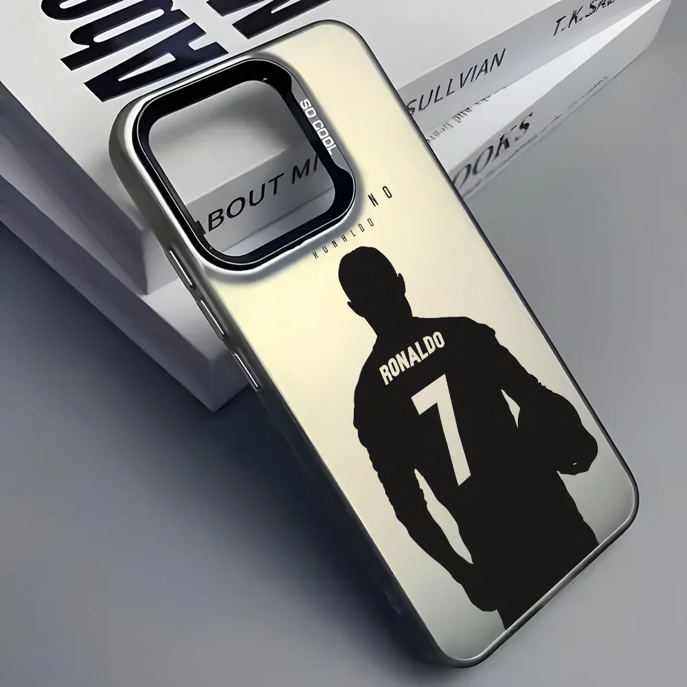 Football Superstar R-Ronaldo Phone Case For iPhone 16 15 14 13 12 11 Pro Max Black Purple Matte Laser Metallic Aurora Funda