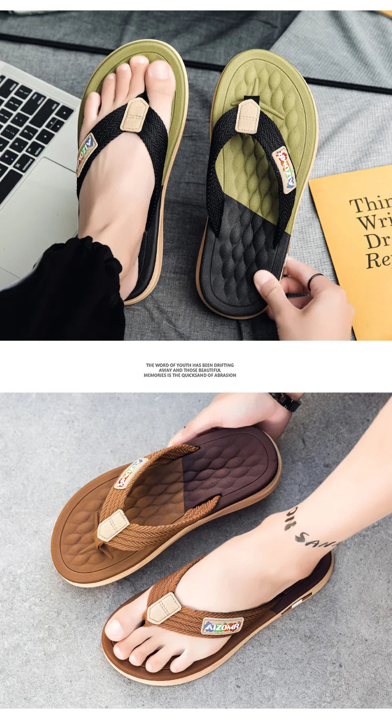 The 2025 new flip-flops for men are suitable for summer outdoor wear. They are anti-slip beach soft-soled flip-flops for men, wh