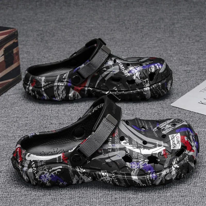 Plus Size 47 Summer Men Sandals Clogs Outdoor Garden Clogs Hole Shoes Male Casual Shoes Water Shoes Comfort Home Soft Slippers