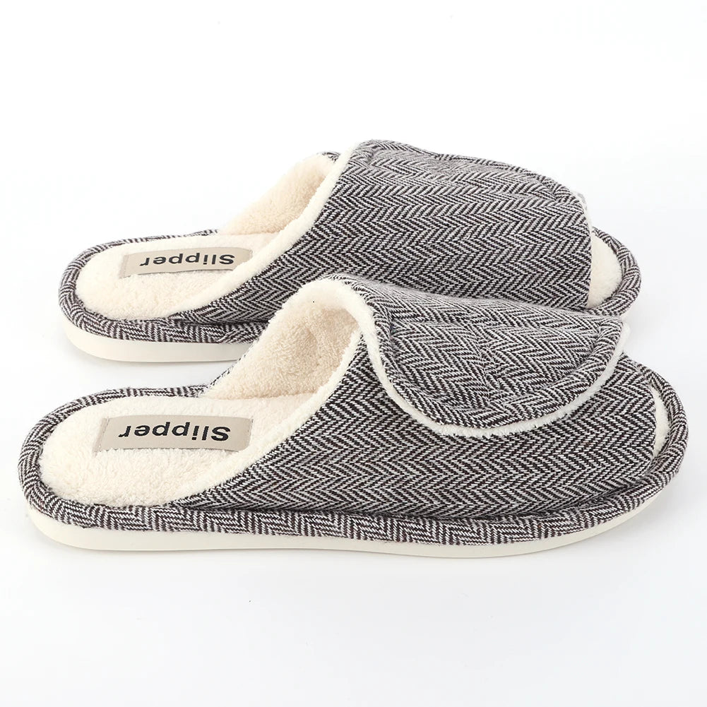 Plush House Slippers Hook and Loop Slippers Non-Slip Open Toe Slippers Comfortable Soft Indoor Slippers for Indoor Outdoor