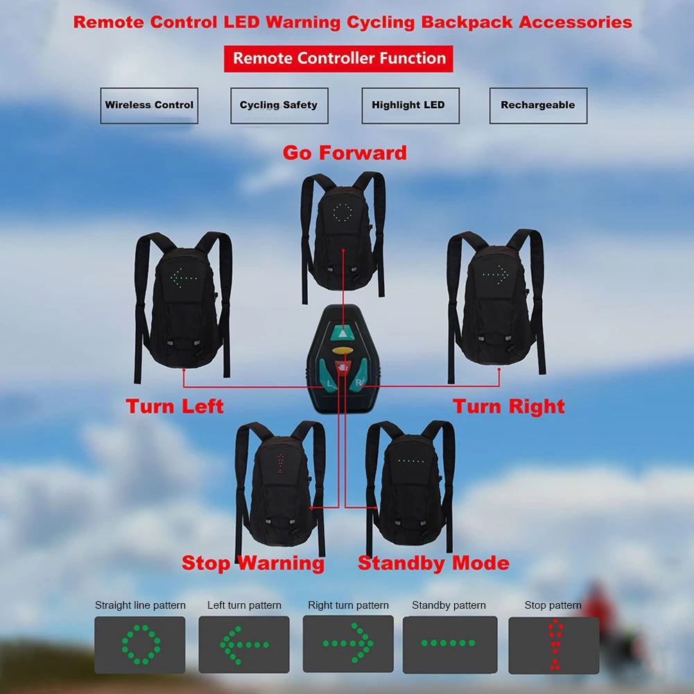 Backpacks Men Bicycle Cycling Bag Wireless Remote LED Turn Signal Light Designer Knapsack Male Rucksuck Men‘s Travel Backpack