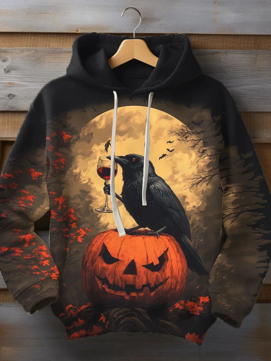 Halloween Men's Graphic Hoodie Pumpkin Prints Classic Casual 3D Pullover Holiday Fashion Hoodies Thin Style Long Sleeve Hooded