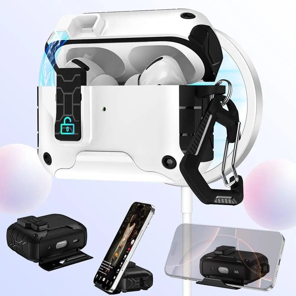 for Airpods Pro 3 (2025) Case with Secure Lock Automatic Pop-up Full Protective Hard Cover with Keychain for AirPods Pro 3