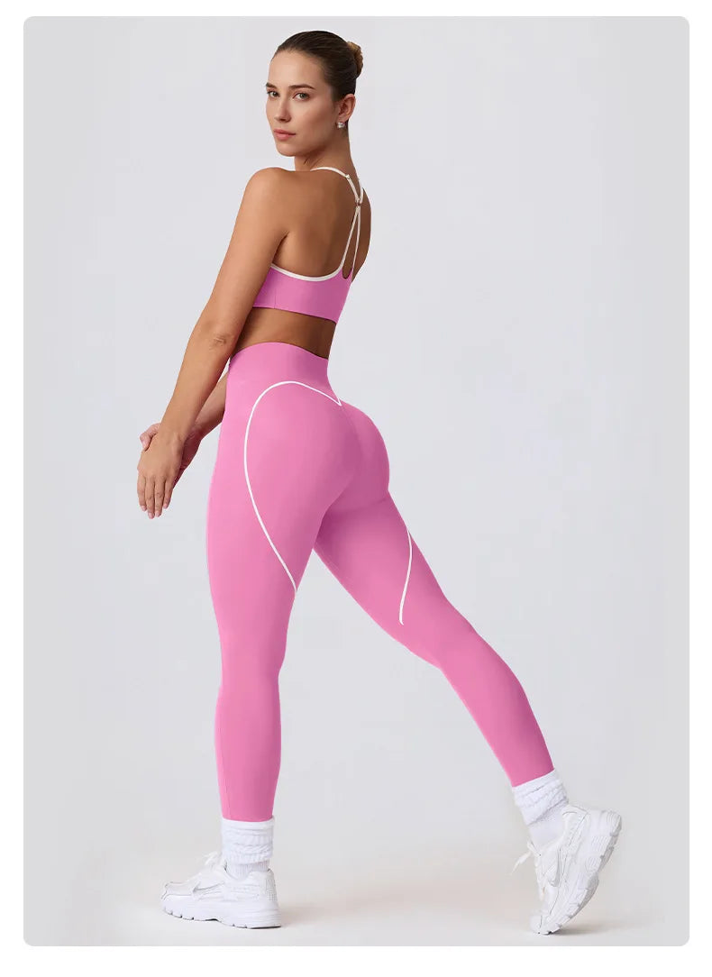 2 Pieces Tracksuit Women Yoga Set Nude Feeling Workout Set Gym Clothes Push Up Fitness Running Sportwear Sport Bra Leggings Suit