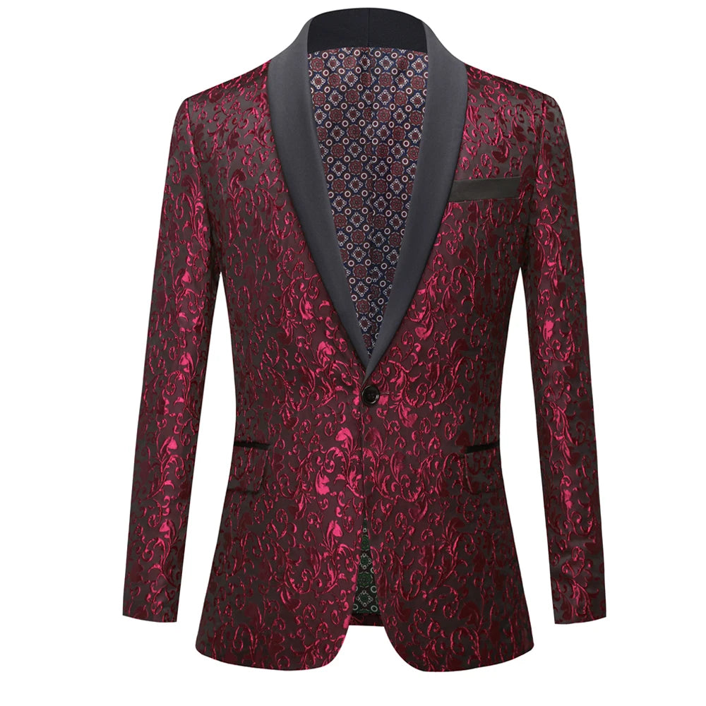 Men's Paisley Tuxedo Jacket One Button Dress Suit Jacket Floral Blazer for Dinner Party Prom Wedding