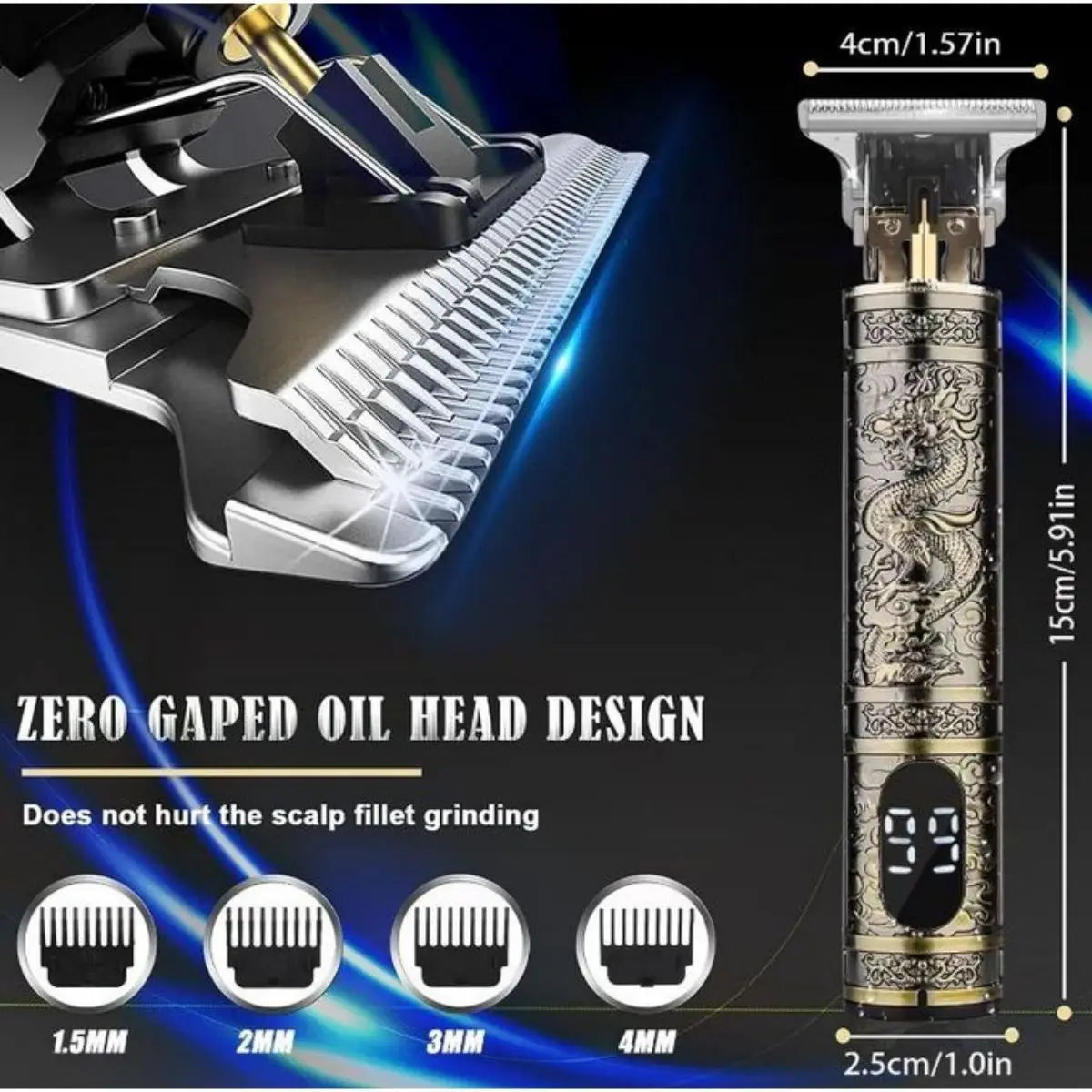 LCD Electric Hair Clipper for Men Oil Shaving Head Pusher Sculpture Shaver Rechargeable Hair Trimmer Hairdressing Set Gifts