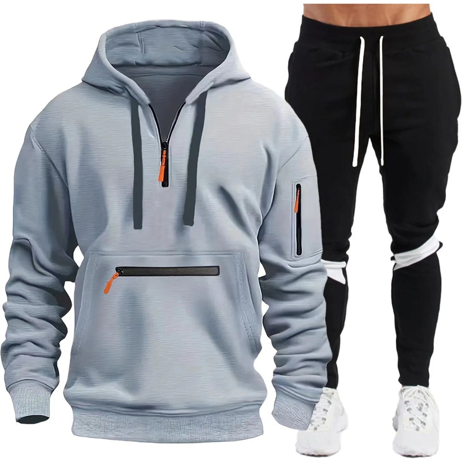 Men's Hoodie Set Autumn And Winter Fashion Casual Printed Sweatshirt Pants Sportswear Mens Brocade Suit Tracksuit Clothing