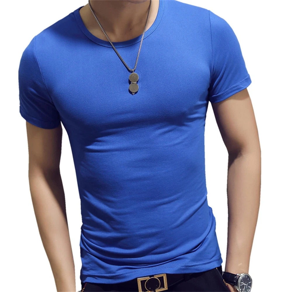 7 Colors Slim Man's T-shirt Short Sleeve Streetwear Gym Clothing Tee Top Plain Running Shirt Camiseta Masculina Tee Shirt Homme