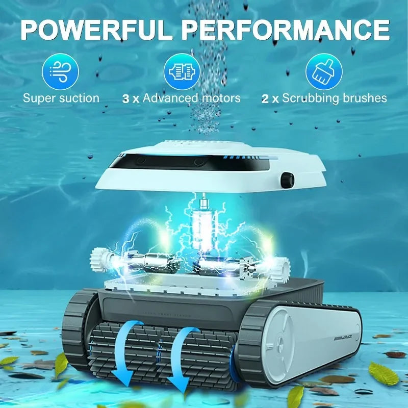 VOXIV Cordless Robotic Pool Cleaner with Wall Climbing - Over 120mins Runtime Automatic Pool Vacuum