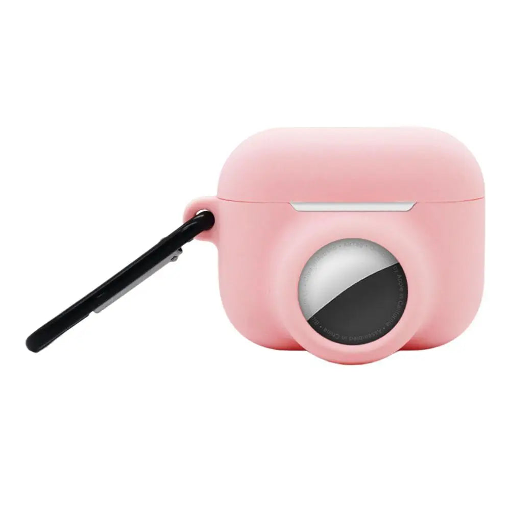 Features Keychain Silicone Case For AirPods Pro 3 For AirTag 2-in-1 Silicone Case Full-wrap Protection Anti-loss Silicone Case