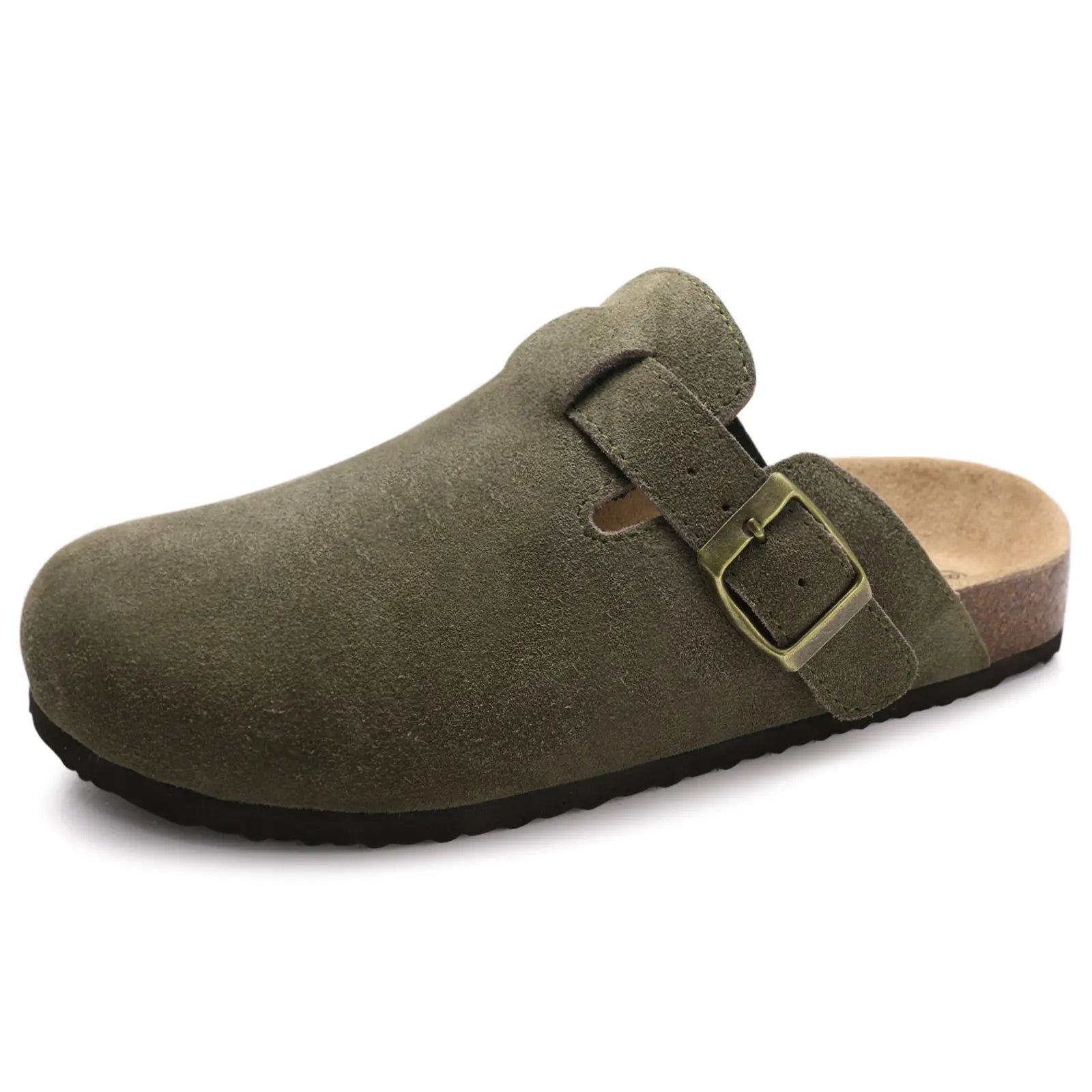 Comwarm Fashion Men's Suede Mules Slippers New Women Clogs Cork Insole Sandals With Arch Support Outdoor Beach Slides Home Shoes