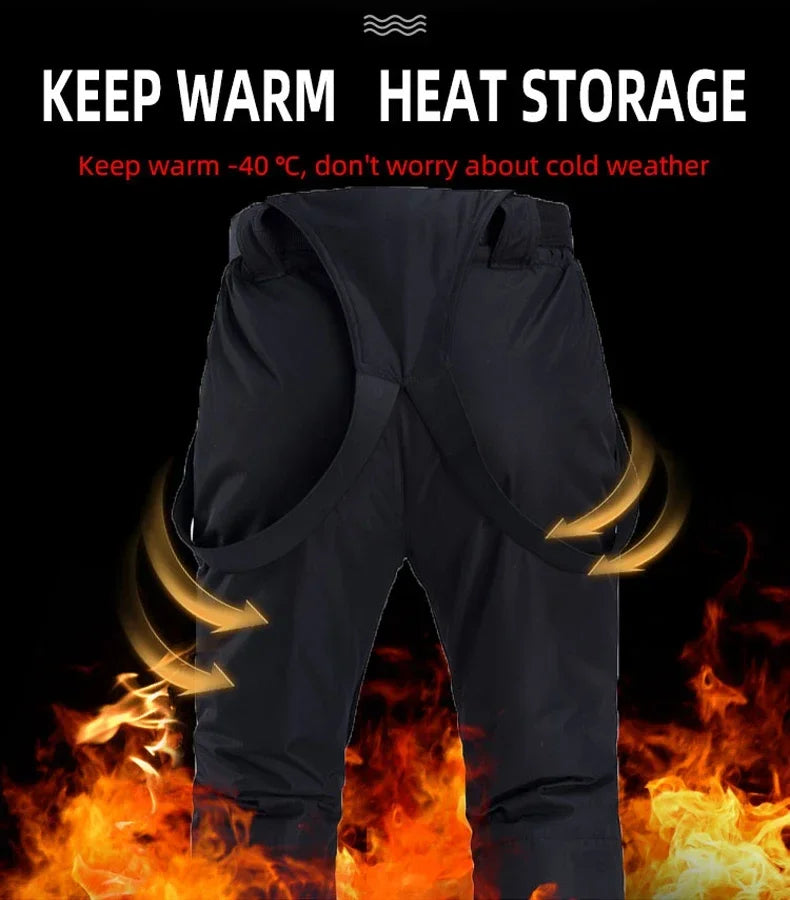 New Thermal Winter Skiing Down Jacket Ski Suit Men Snowboard Bibs Pants Warm Set Male Snowmobile Clothing For Wear Overalls