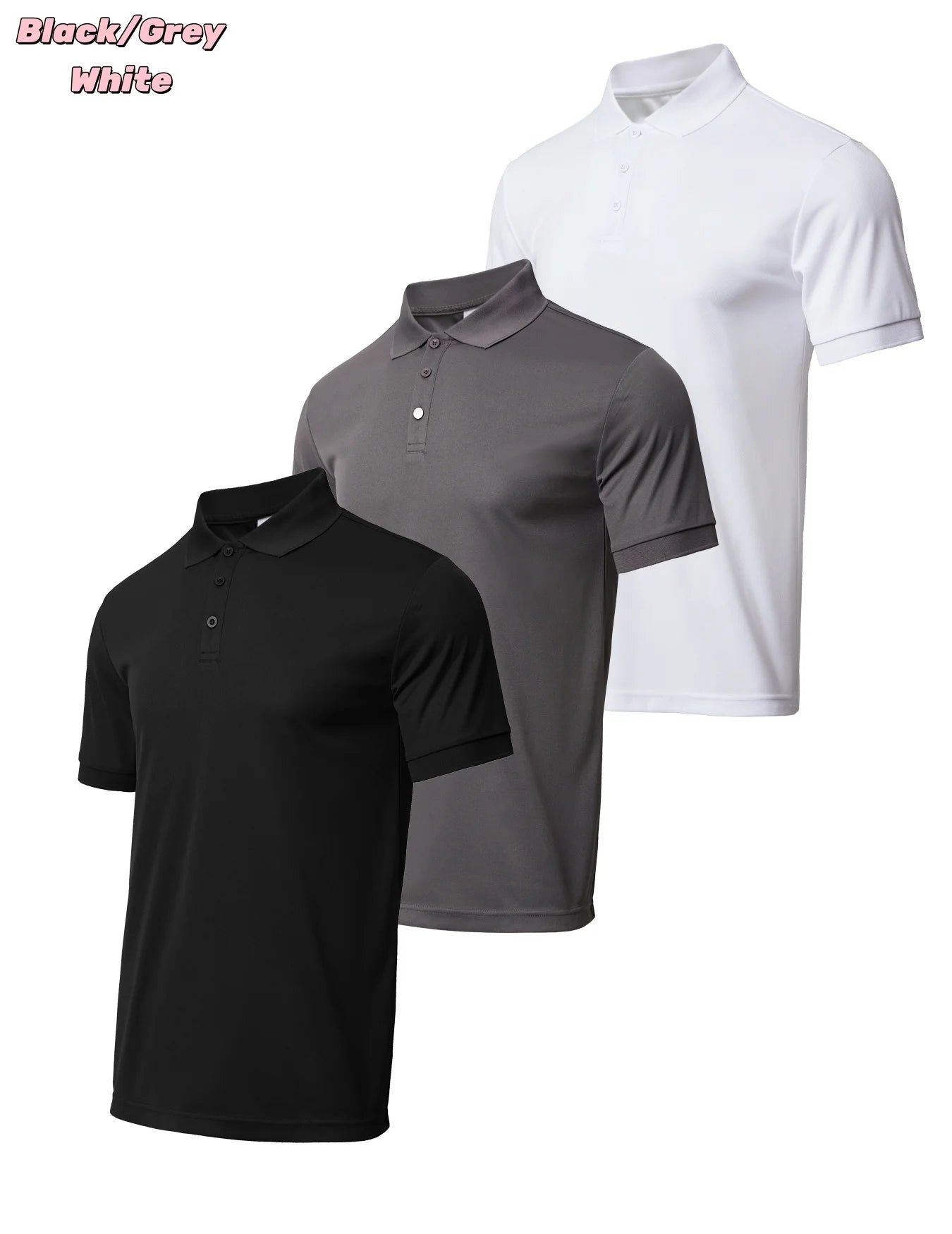 3-piece men's quick drying short sleeved casual sports golf shirt moisture wicking casual fitness top
