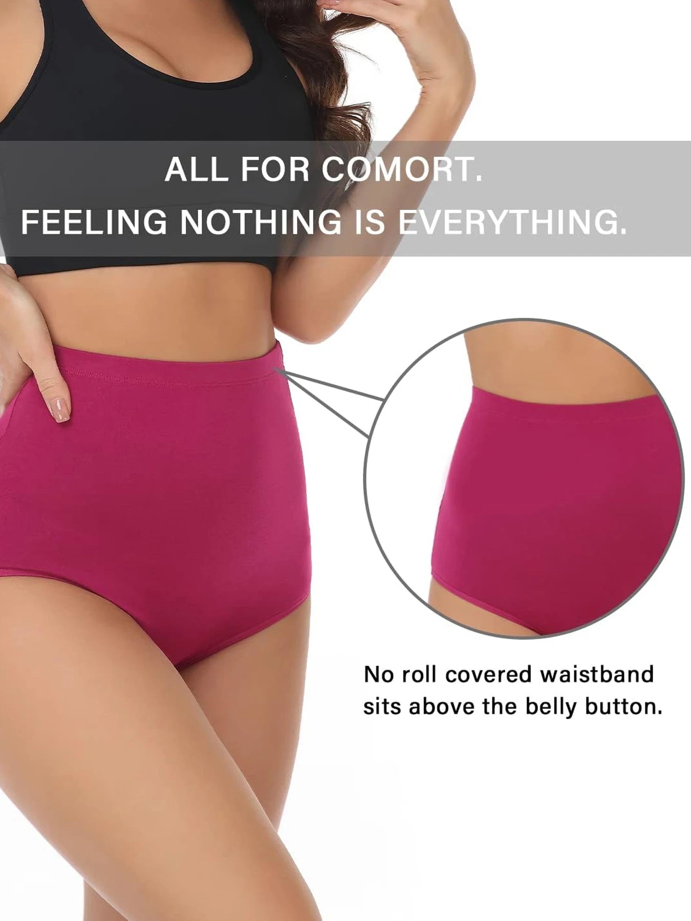 4PCS women's high waisted panties, women's solid color underwear, slightly shaping shapewear, women's Lingerie