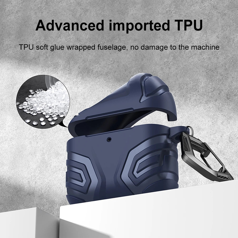 TPU Case for AirPods 4 2024 Protective Cover with Carabiner Anti-Drop Shockproof and Dustproof Design